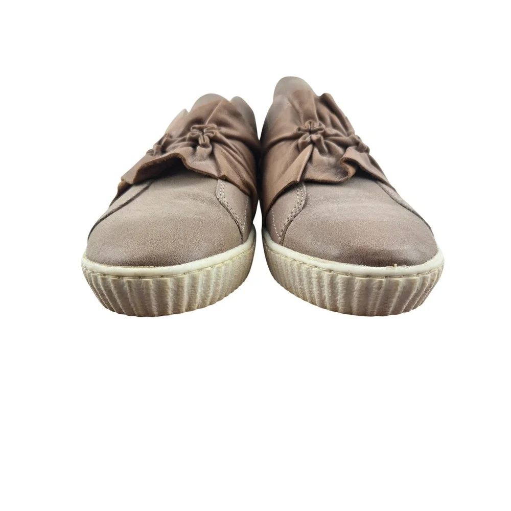 Miz Mooz Women Taupe Leather Knotted Bow Slip On Sneakers EU 39 US 8.5-9 Low Top
